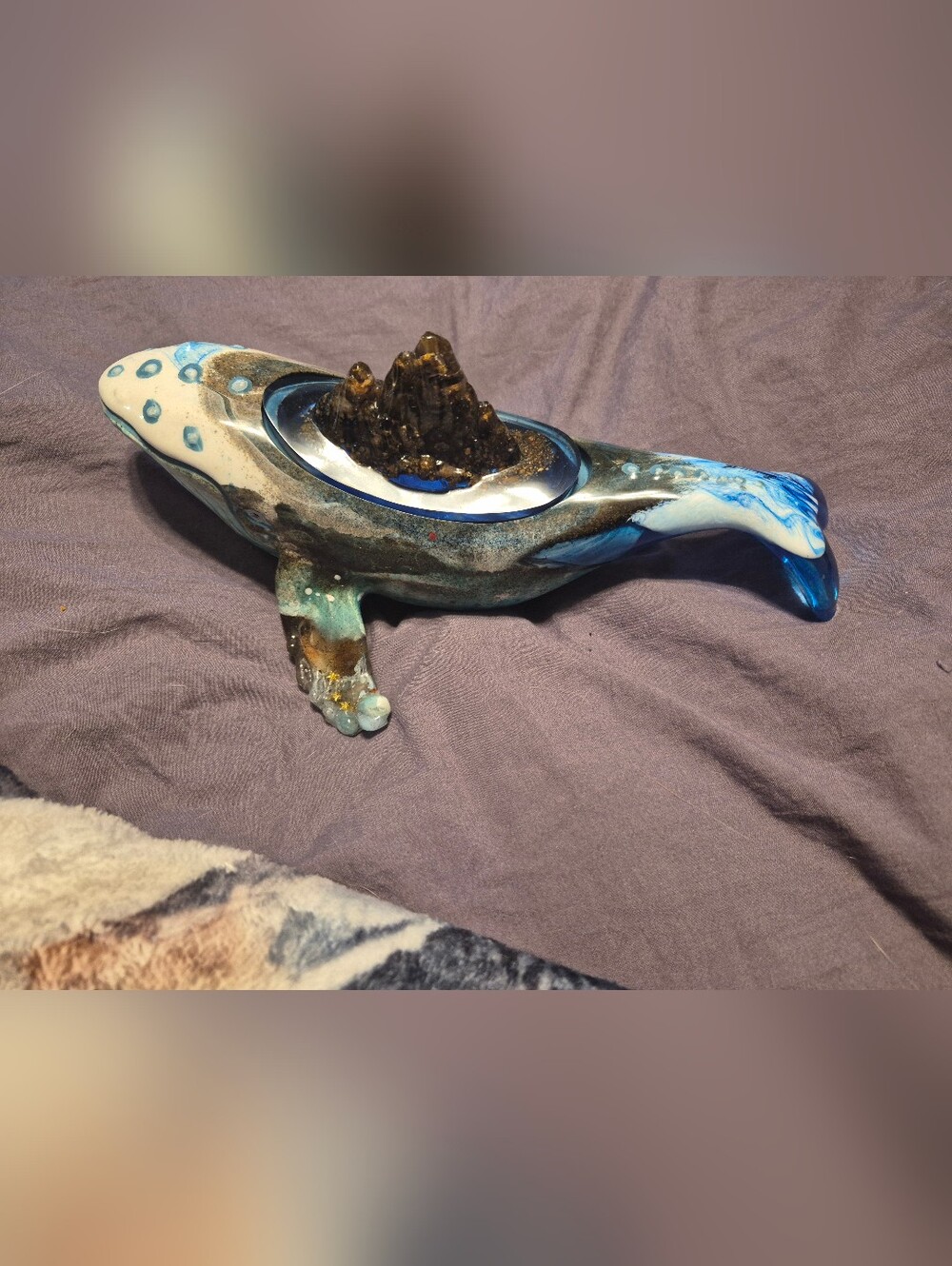 Resin Whale ,Ocean Blue & White.